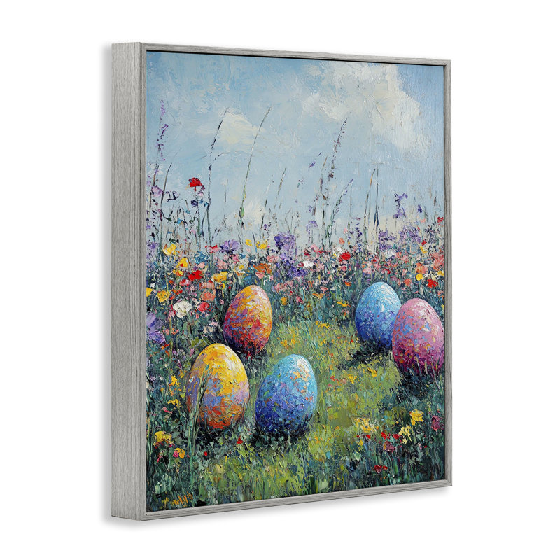«Vibrant Egg Hunt», estampe numérique, design par Franklyn Gregory, H 30 po x l 24 po, Estampe numérique Farmhouse