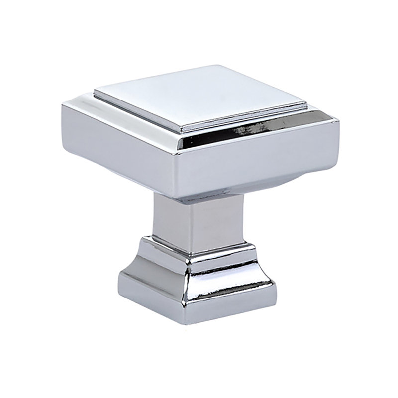 Oversized 1 1/4" Length Square Knob, Polished Chrome, 1.625" H x 1.625" W x 1.38" D