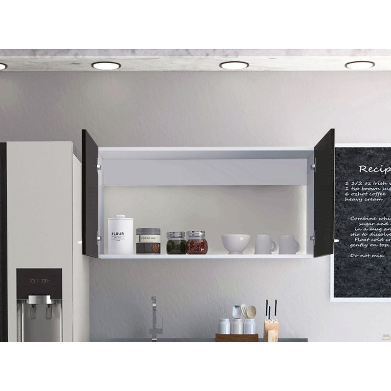 Armoire murale Toran, deux tablettes, porte double, Noir