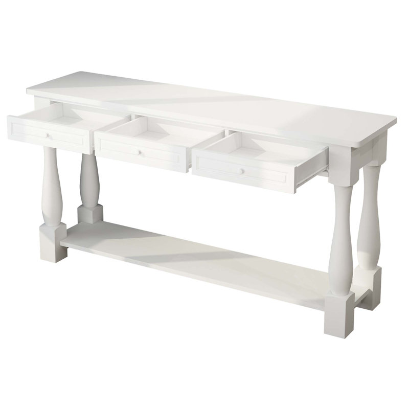 Console Table For Entryway Wood Sofa Table With Storage Drawers And Bottom Shelf For Hallway Living Room