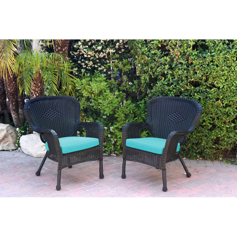 Chaise de patio avec coussins Batchelder, Bleu ciel, Noir