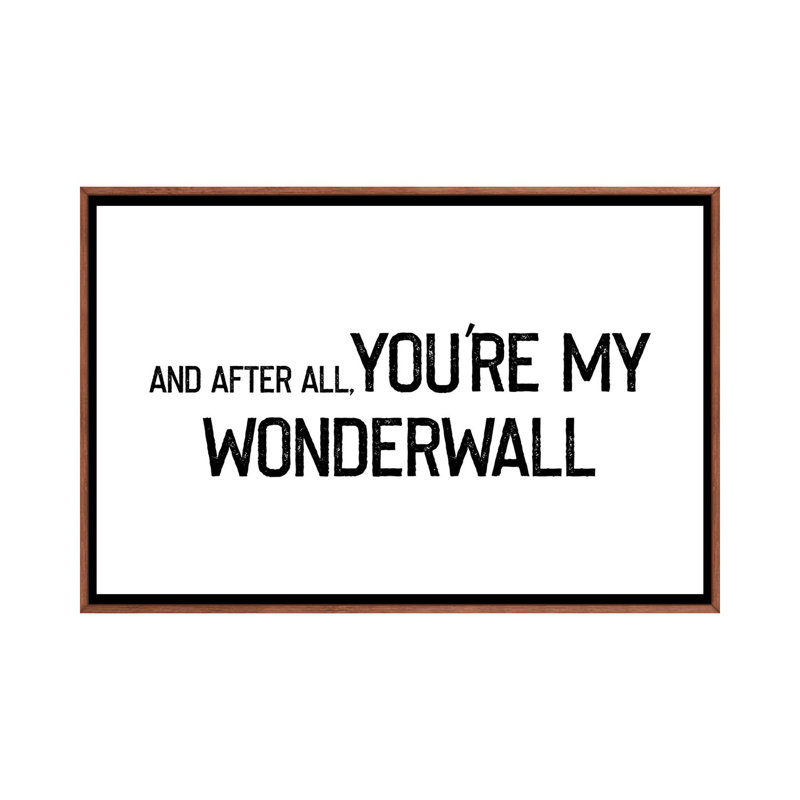 « Wonderwall », impression d’art textuel, H 18 po x l 26 po x P 1,5 po, Toile classique avec cadre brun, Pas de tapis