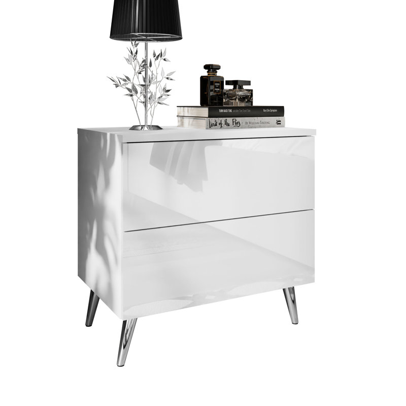 Donnington 2 Drawer Bedside Table, White