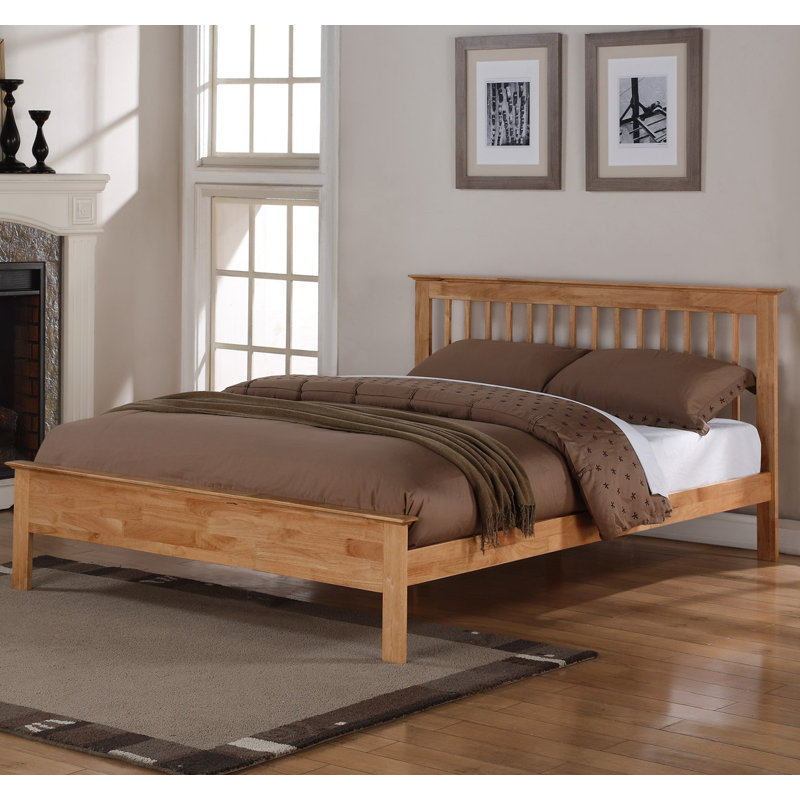 Alvares Solid Wood Bed, Oak, Without Drawer, Double (4'6)
