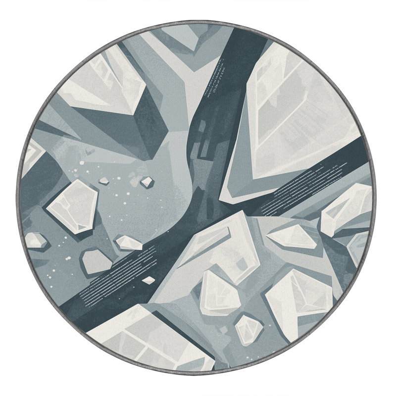 Tapis gris moelleux moelleux à motif géométrique minimaliste gris, 6 po de diamètre