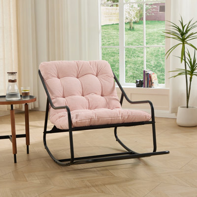 Chaise berçante d'extérieur, coussin confortable, avec coussin épais et doux, pour le salon, la chambre à coucher, la structure de la salle de lecture avec coussin