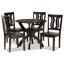 Ensemble de salle à manger 5 pièces Felix au fini brun foncé moderne et contemporain, H 37,4 po x l 17,9 po x P 19,9 po-1340177153-1340177152