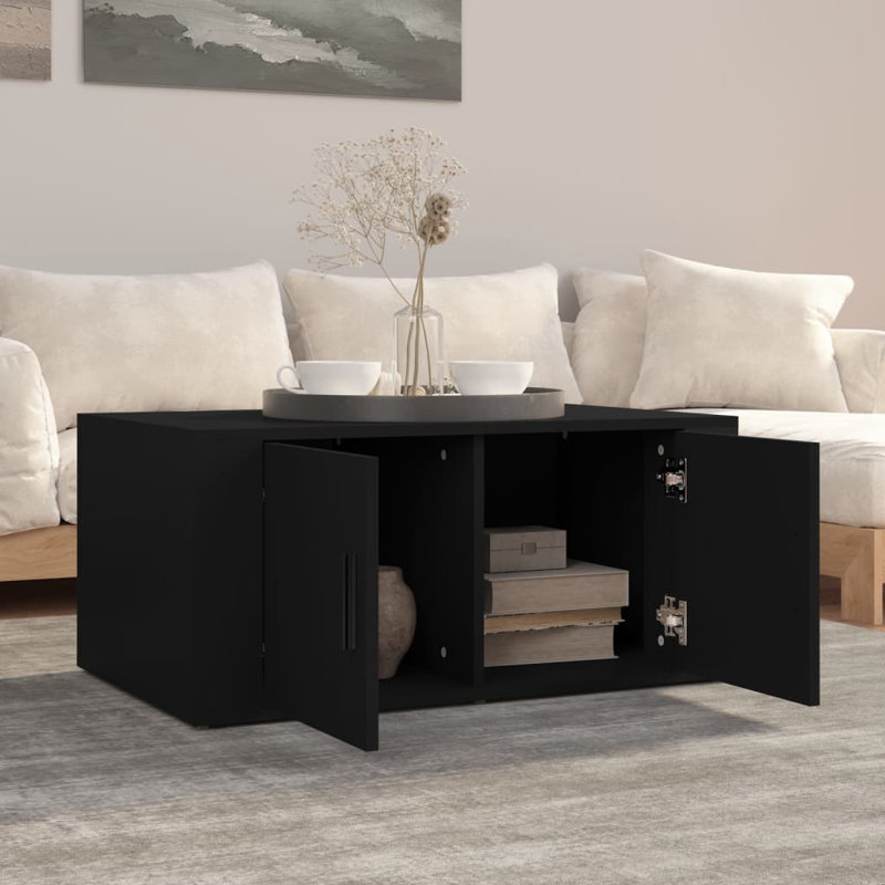 Nyzair Solid Coffee Table with Storage, Black