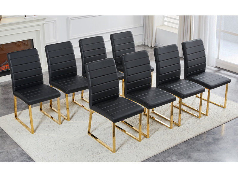Ensemble de 8 chaises robustes: coussin de 2,1 po d'épaisseur, structure en fer, parfait pour la maison ou le bureau. Couleurs classiques, bon rapport qualité-prix