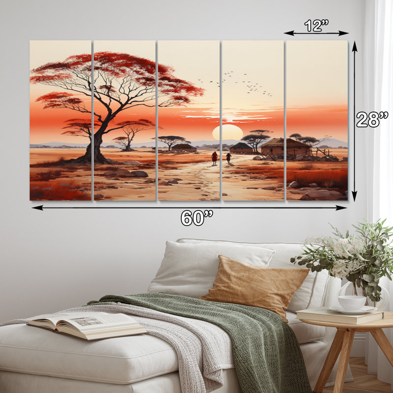 Ensemble de salon Peach Red African Village Visions