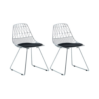Harlan 46cm H Upholstered Metal Slat Back Side Chair