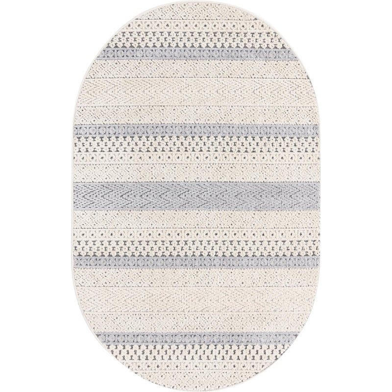 Tapis contemporain beige Britnie, Ovale 4 pi x 6 pi