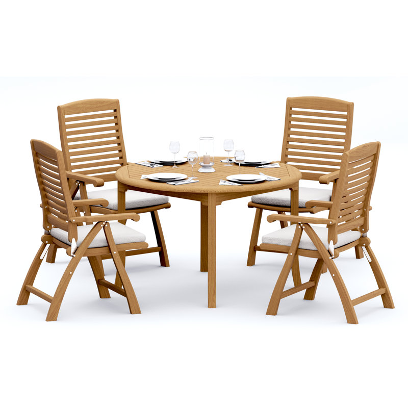 Leidesdorff Outdoor 5 - Piece Teak Dining Set, 30.5" H x 48" L x 48" W