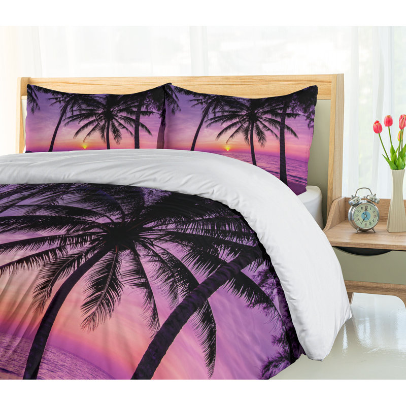 Twin Tropical Sunset Palm Tree Duvet Cover Set