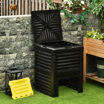 Bac à compostage extérieur de 80 gallons - Économisez sur les engrais, assemblage facile, le compost jaune améliore la texture du sol