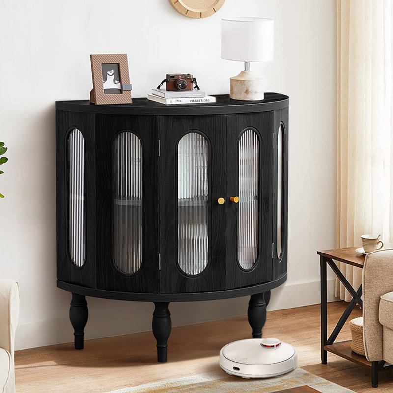 Semicircular Accent Cabinet, Black