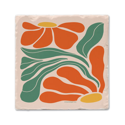 Paquet de 4 sous-verres à carreaux roulés à motif floral bohémien orange Thirstystone