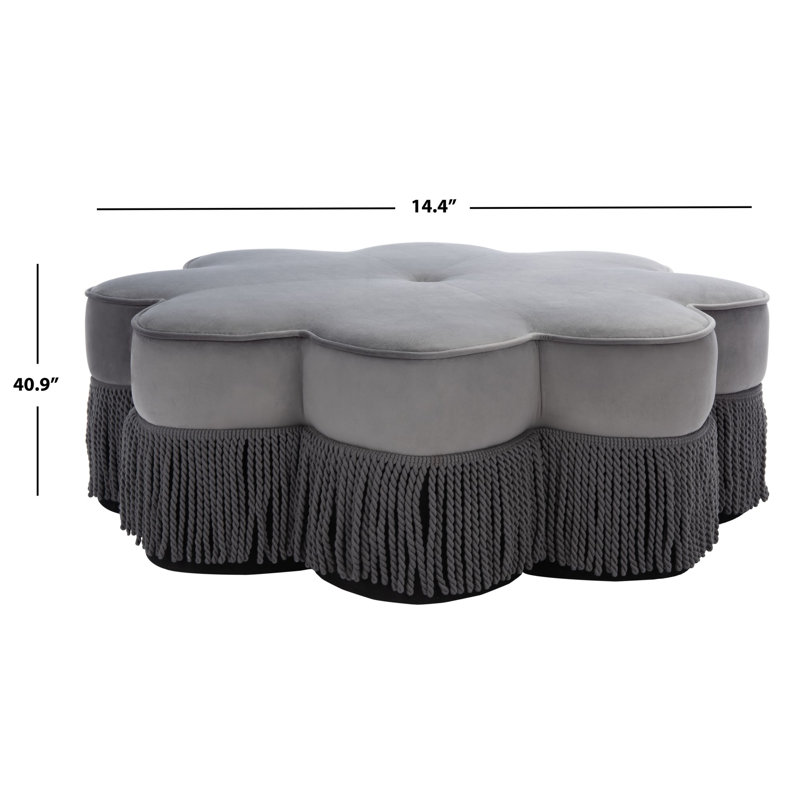 Repose-pieds standard en velours de 40,9 po de largeur Kahan, Gris foncé