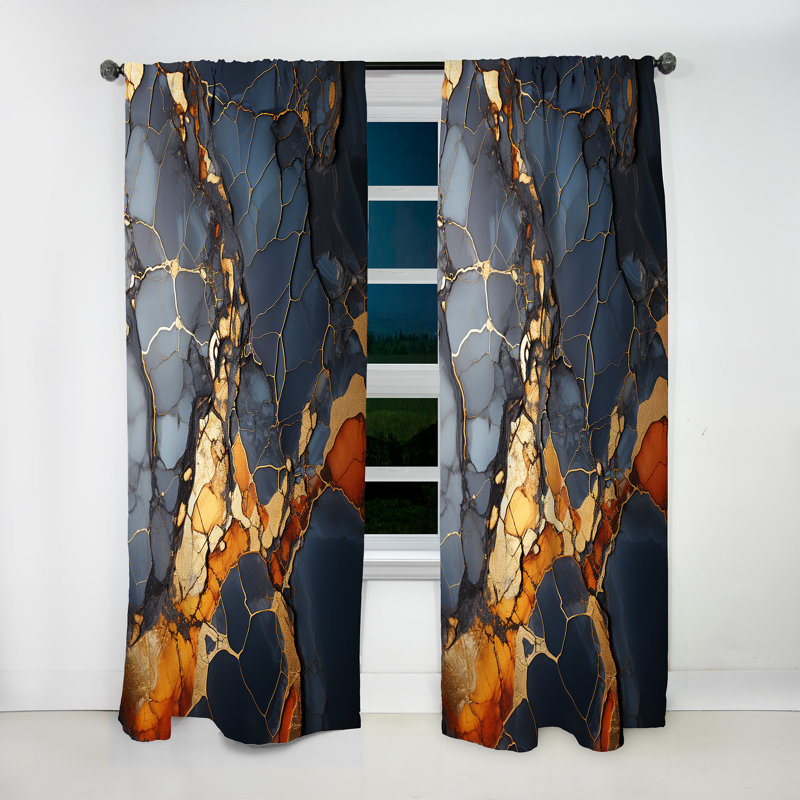 Barrette - Abstract Curtain - Room Darkening Curtain - 1 Panels, 52" W x 63" L