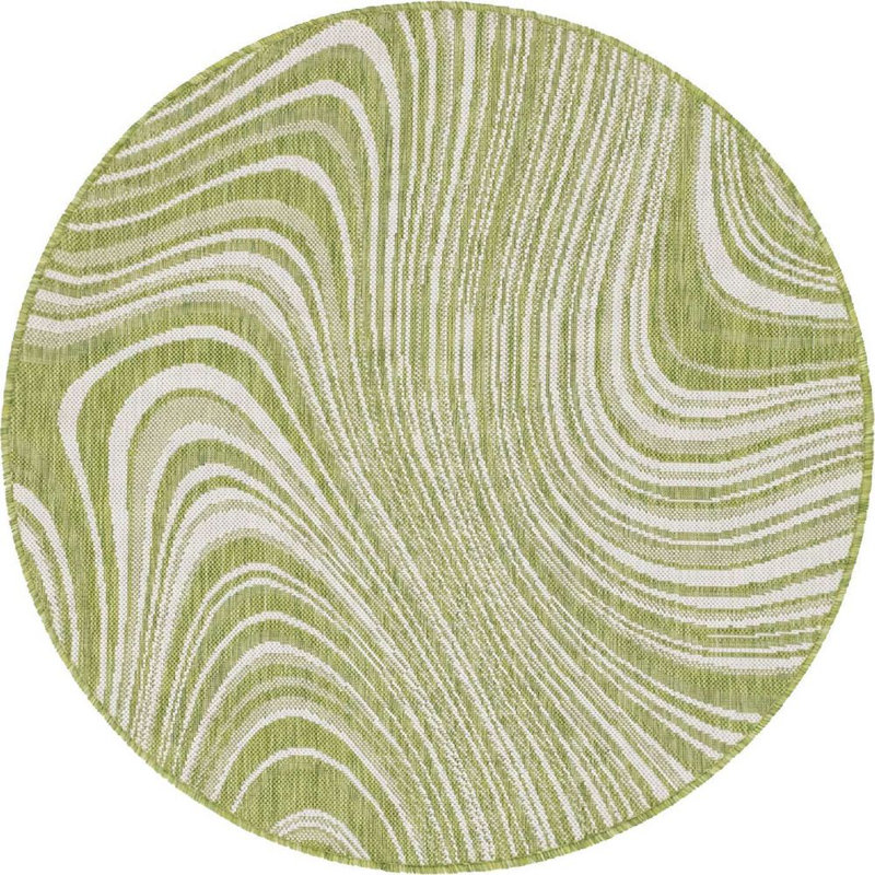 Tapis d'extérieur Iris couleur fougère, Rond 4 pi