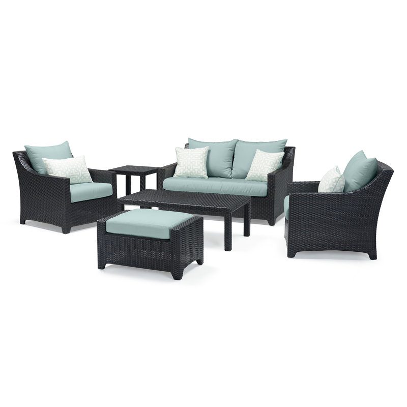 Ensemble de conversation de terrasse pour 5 personnes avec coussins Fionnula, Toile spa Sunbrella®