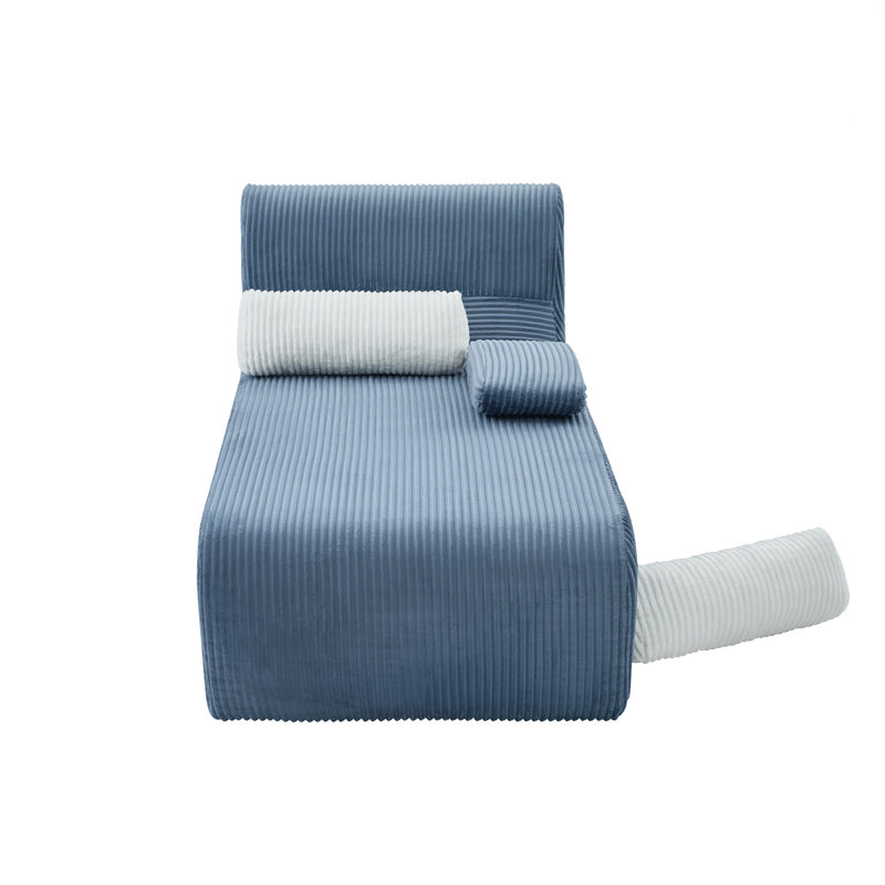 Canapé moderne sans méridienne 34,2 po, Velours côtelé bleu