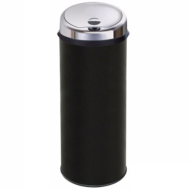 Ladson Steel Motion Sensor Kitchen Trash Can, Black, 50L