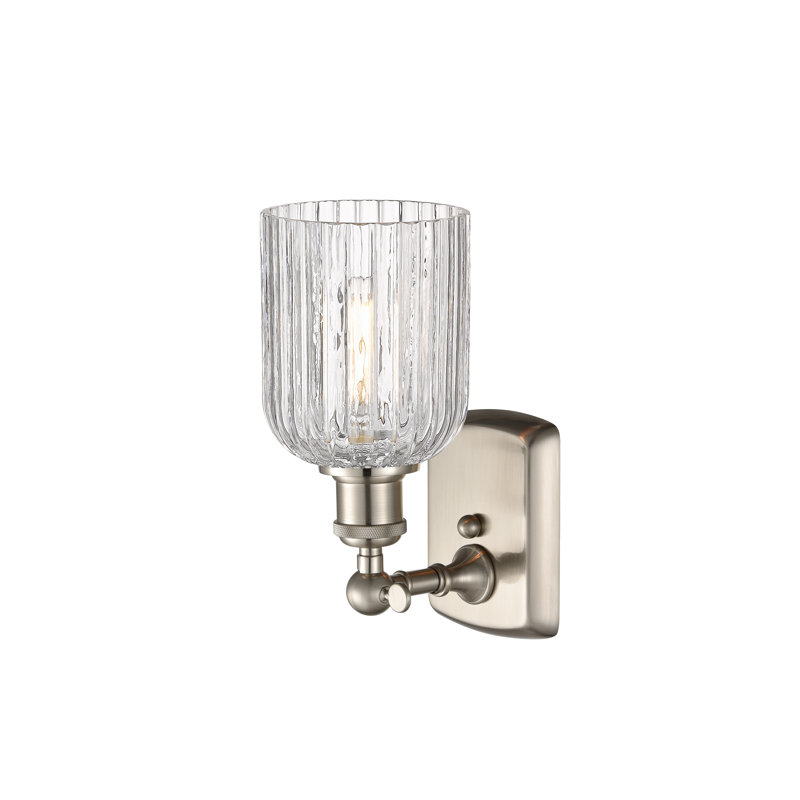 Northgate Steel Armed Sconce, Satin Nickel, Light Smoke