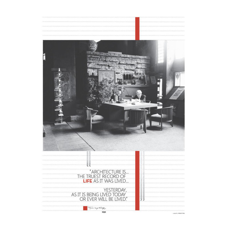«Architecture is» par Frank Lloyd Wright - Estampe numérique, H 28 po x l 22 po