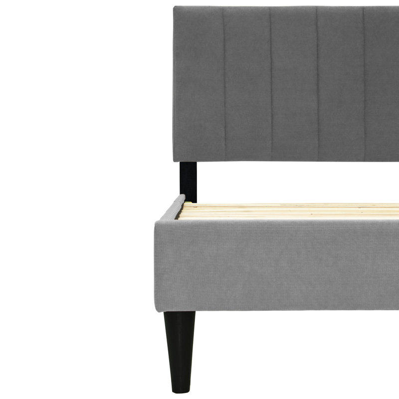 Tête de lit simple avec 12 bases, lin gris brossé, 3 pouces réglables, sans sommier, tête de lit pour chambre à coucher moderne, housse jusqu'à lin, support, ressort nécessaire