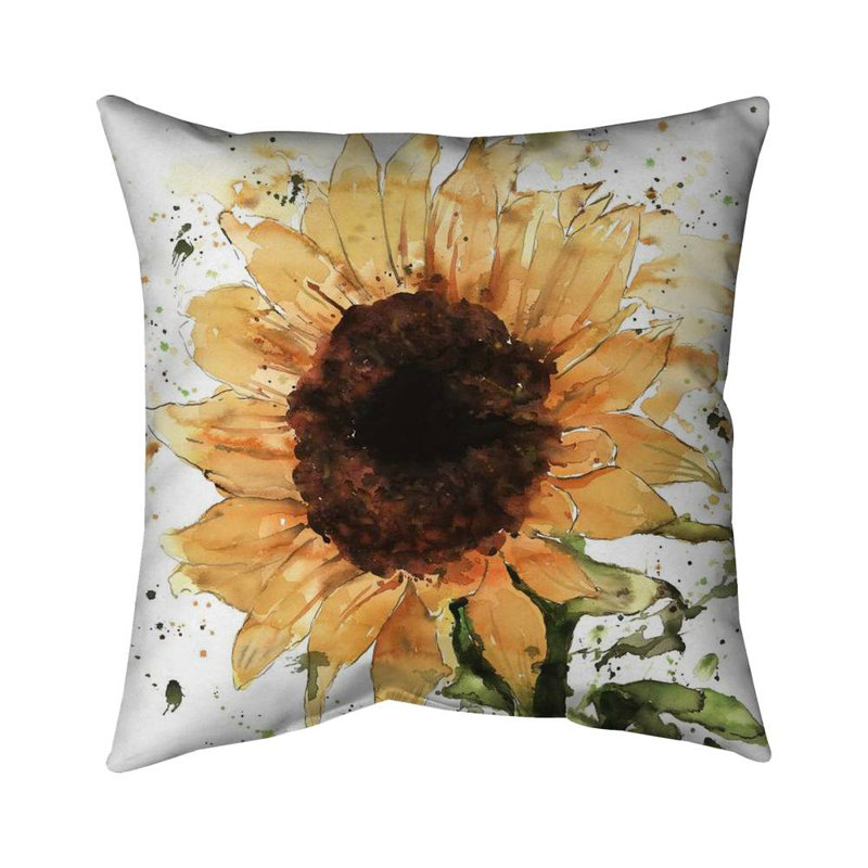 Big sunflower - 16"x16" Throw pillow cover - Poly twill - Print on demand, 16" x 16"