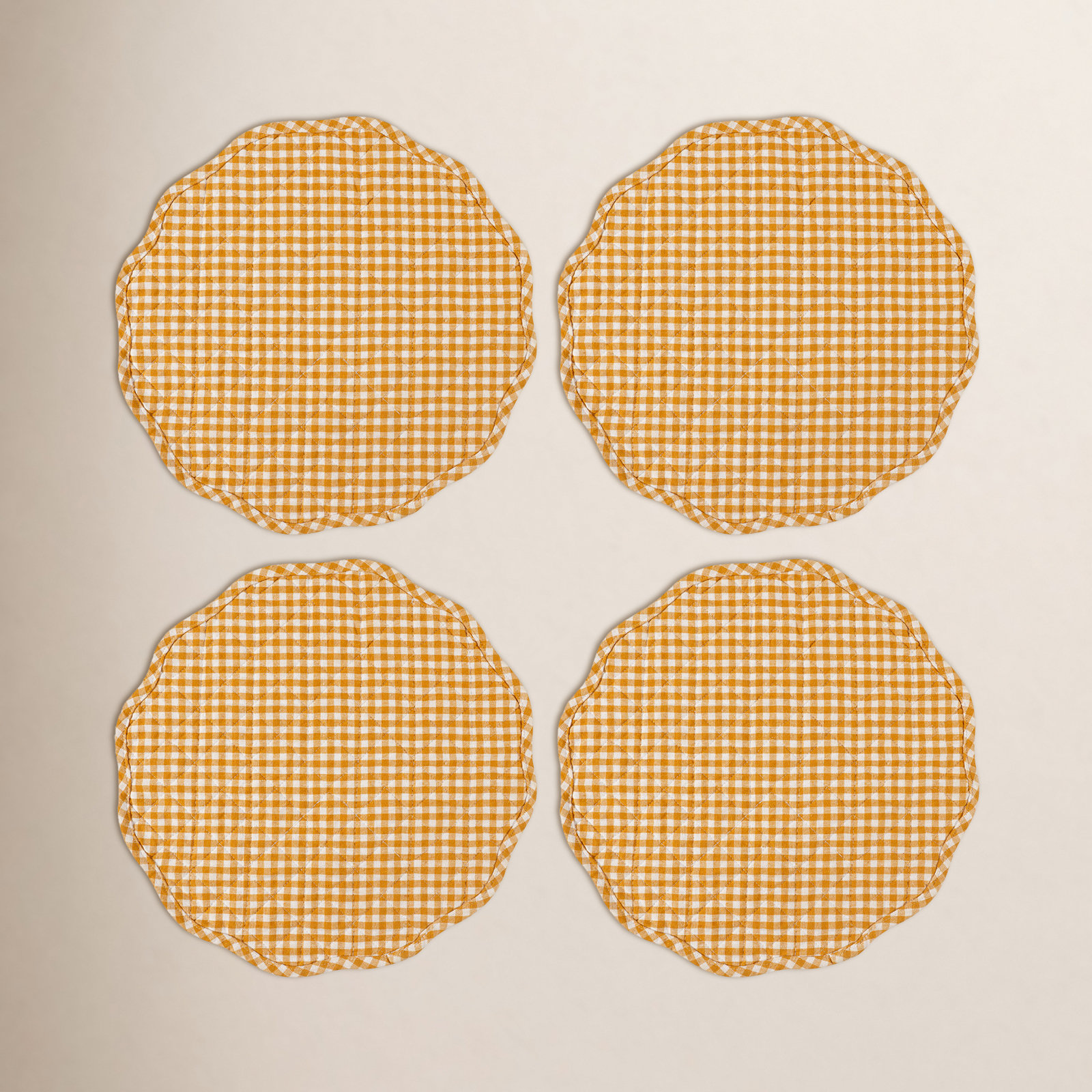 Quilted Cotton Placemat, Ochre
