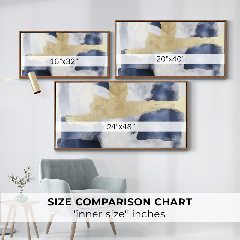 Série abstraite -XLL-1 - Toile tendue avec châssis encadré - Prêt à être accroché, 21" H x 41" W, Noyer