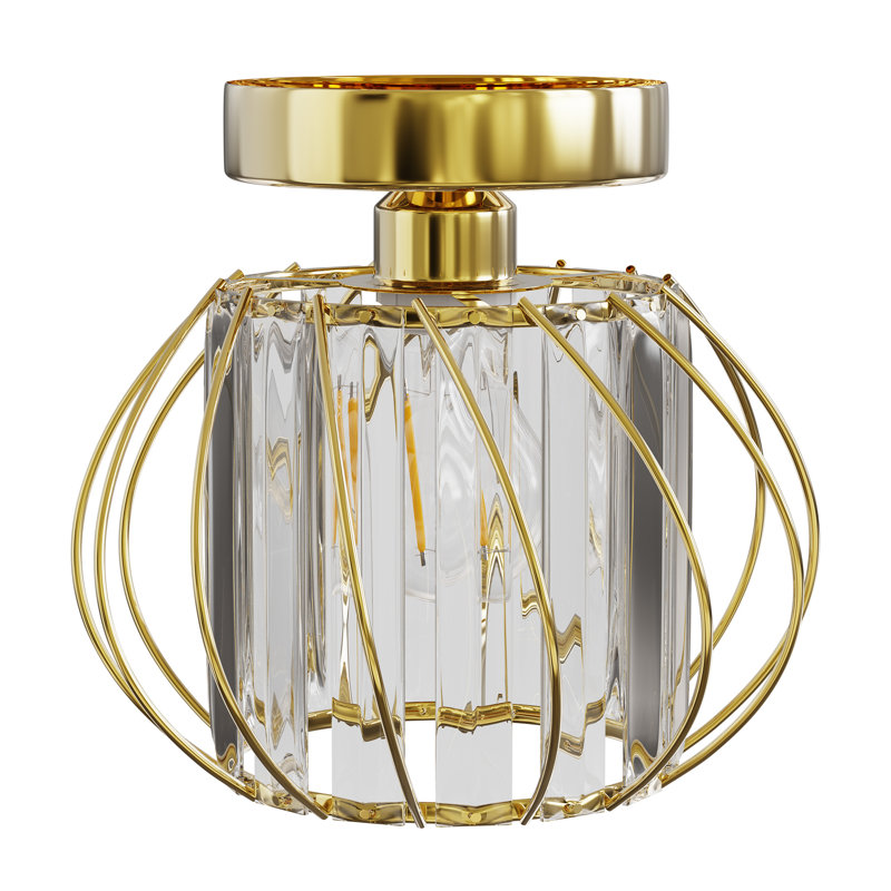 Plafonnier semi-encastré en cristal 1 lumière Temaraia, Or