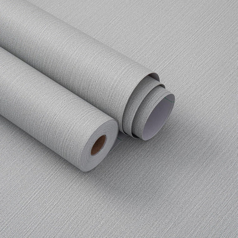 Papier peint adhésif blanc en toile de ramie blanche, Gris