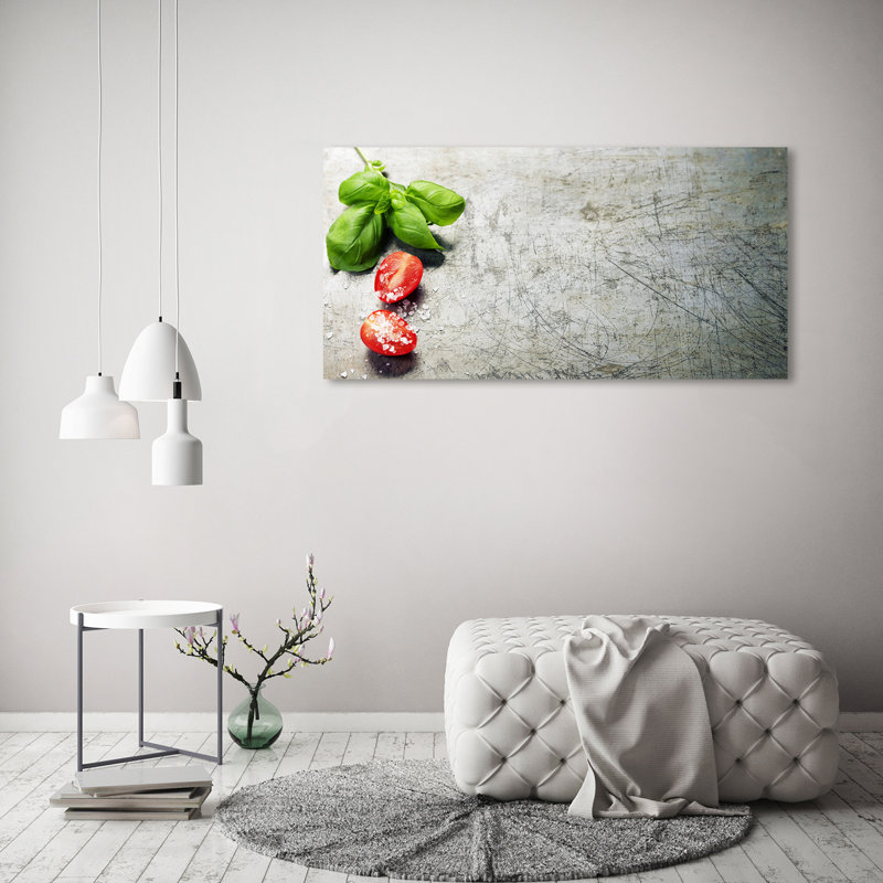 Tomatoes And Basil - Wrapped Canvas Print