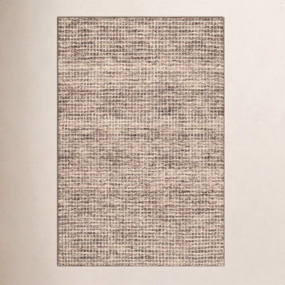Brown Hand-Tufted Checkered Wool Rug