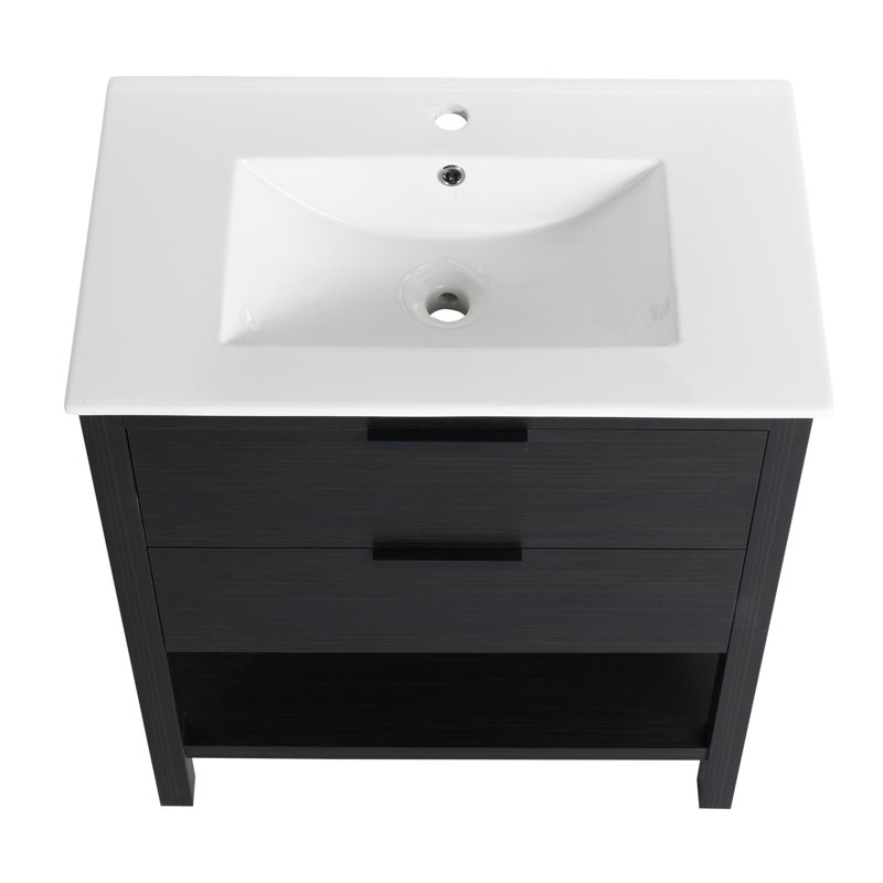 Ensemble de meuble-lavabo simple 30 po Drome, Blanc, Noir