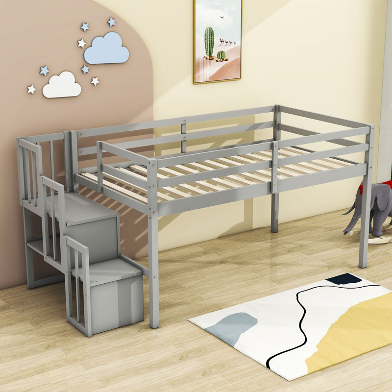 Gerriann Kids Twin Loft Bed, Grey