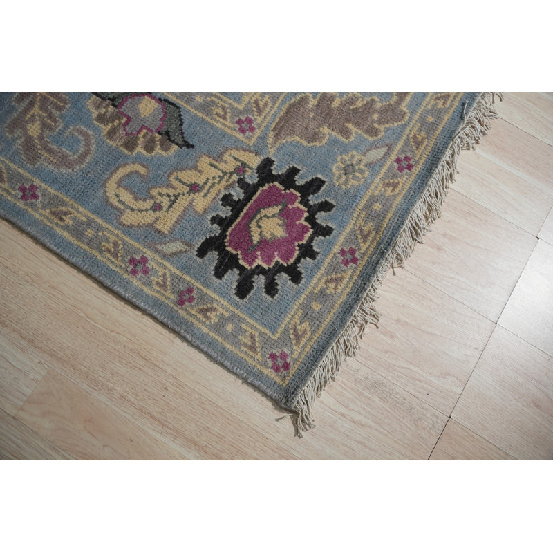 Light Blue Hand Knotted Area Rug