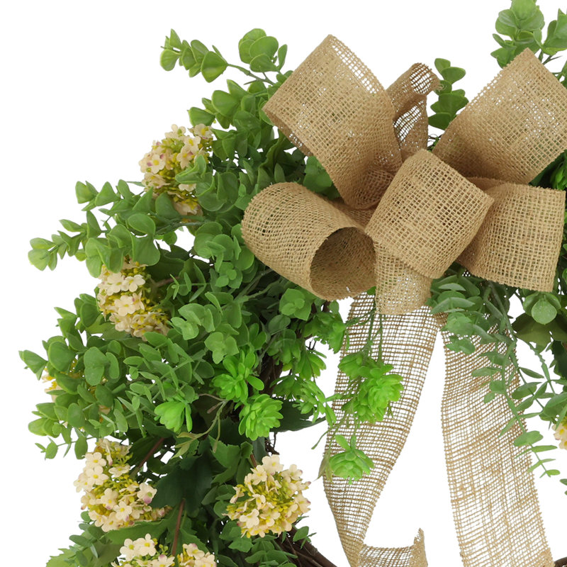 28'' Wreath Arranged with Eucalyptus and Budding Hydrangeas