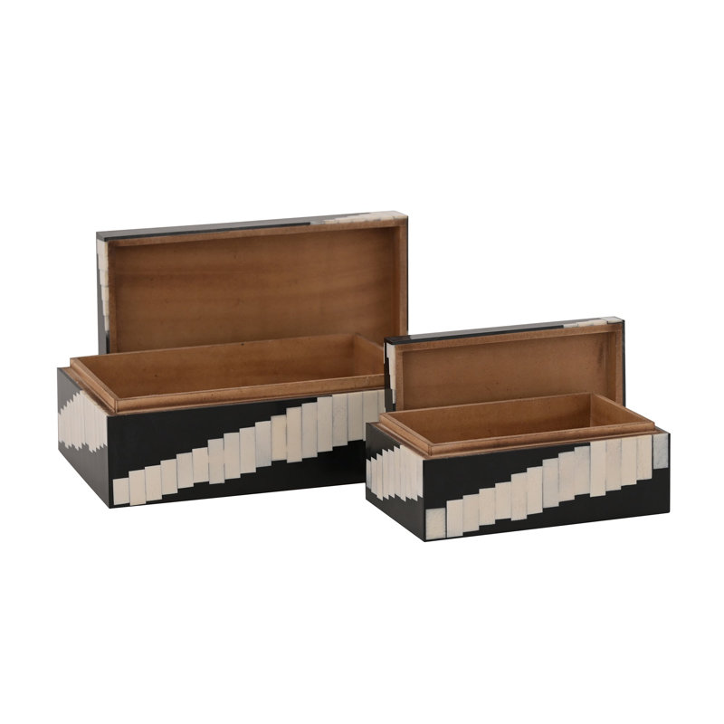 2 Piece Geometric Inlay Decorative Nesting Boxes