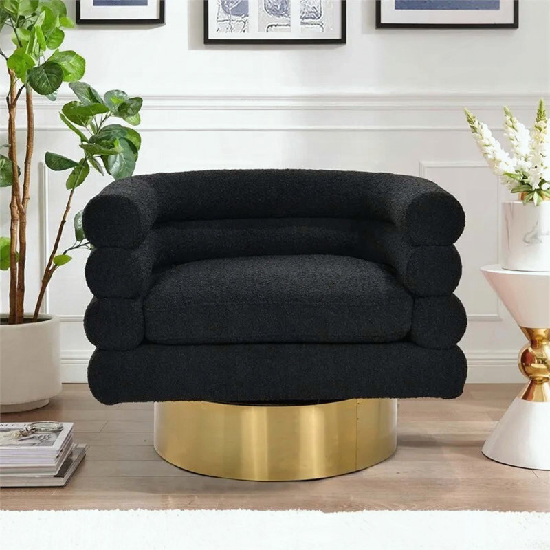 Fauteuil demi-tonneau Shikibu, Bouclé noir