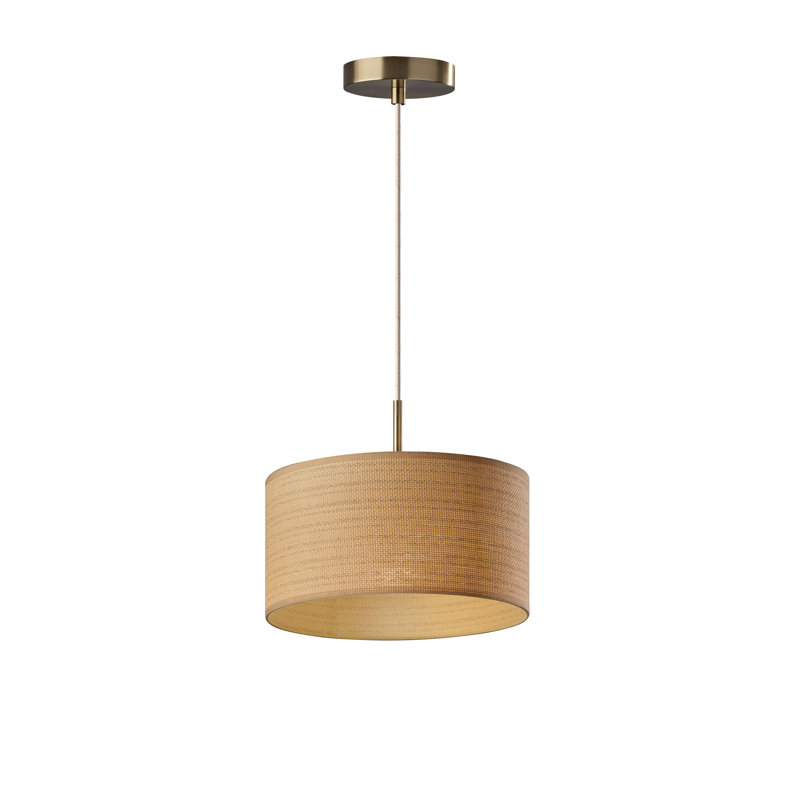 Grand luminaire suspendu Kinnear, Laiton antique, Naturel / Beige
