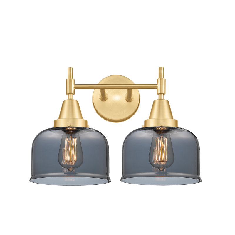 Caden - 2 Light 17" Bath Vanity Light - 5.75"H Shade, Polished Chrome, Bulb Not Included, Clear Deco Swirl