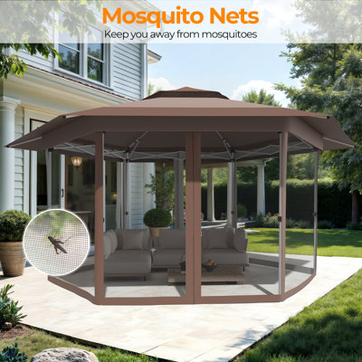 Vita 13 Ft. W x 13 Ft. D Pop-up Gazebo Outdoor Canopy Shelter with Mesh Netting
