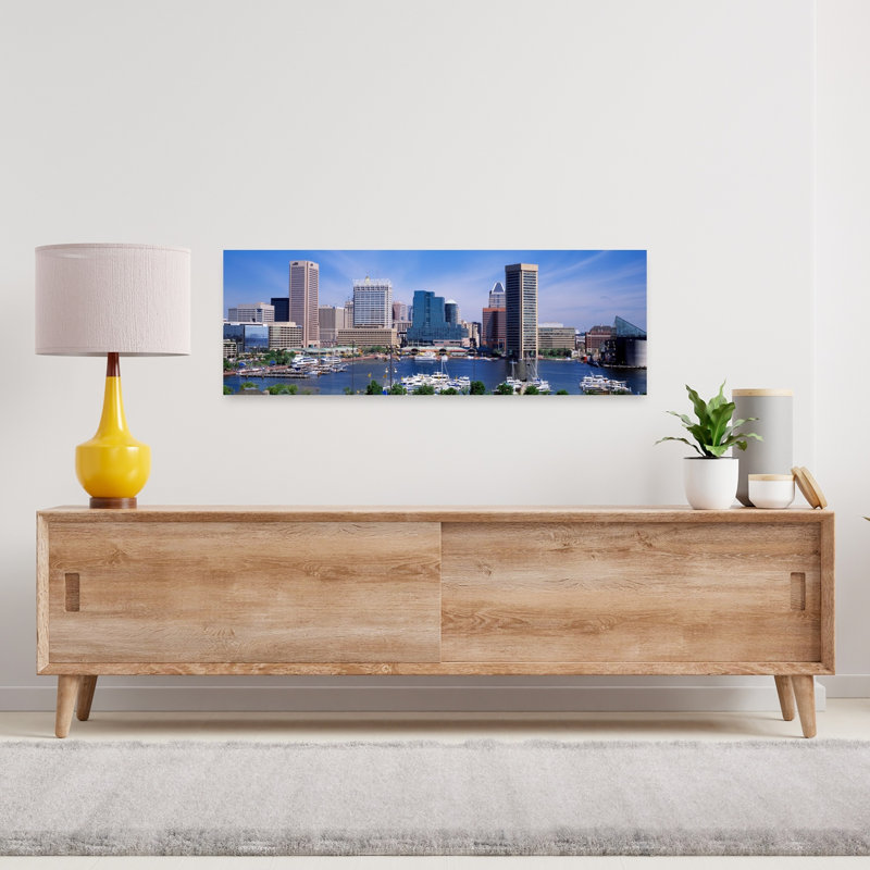 "Inner Harbor", Hill, horizon de Baltimore, ville abstraite, art mural, H 36 po x l 12 po