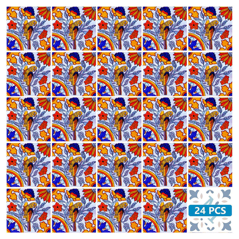5" x 5" Animal Azulejos Vinyl Peel and Stick Mosaic Tile
