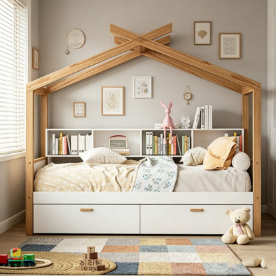 Cadre de lit en bois blanc pour lit simple blanc
