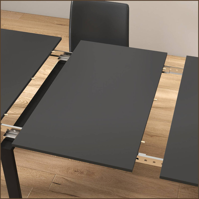 Table de salle à manger extensible Keefe, Noir/noyer